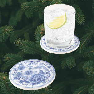 Elegant Chinoiserie Blue White Sandstone Coasters