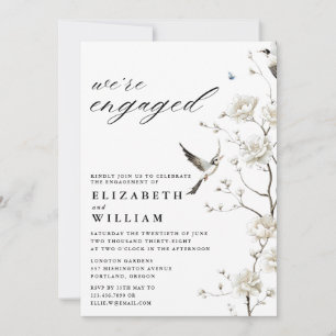 Elegant Chinoiserie Floral Garden Engagement Party Invitation