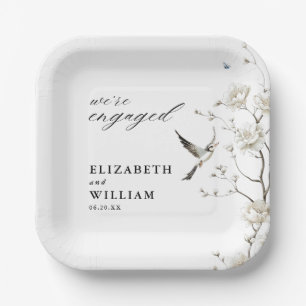Elegant Chinoiserie Floral Garden Engagement Party Paper Plate