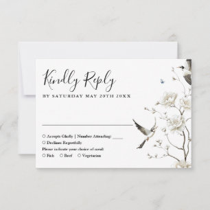 Elegant Chinoiserie Floral Garden Wedding RSVP Card
