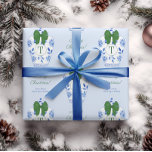 Elegant Chinoiserie Monogram Merry Christmas Wrapping Paper<br><div class="desc">This elegant design features a watercolor blue and white ginger jar with an elegant dark green bow. These elements were hand-painted by me before being arranged into a repeating pattern with the ability to add personalized text and a single letter monogram.</div>