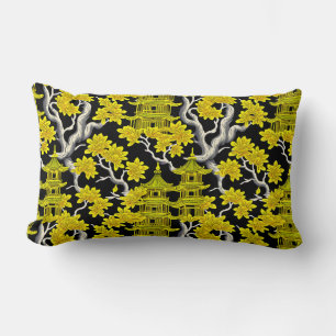 Elegant Chinoiserie Pagoda Lumbar Pillow