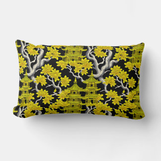 Elegant Chinoiserie Pagoda Lumbar Pillow