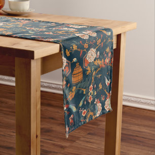 Elegant Chinoiserie Short Table Runner