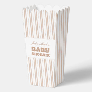 Elegant Choco Brown Striped Pattern Baby Shower Favor Box