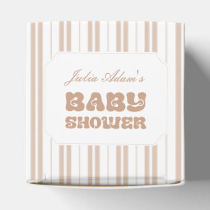 Elegant Choco Brown Striped Pattern Baby Shower Favor Box
