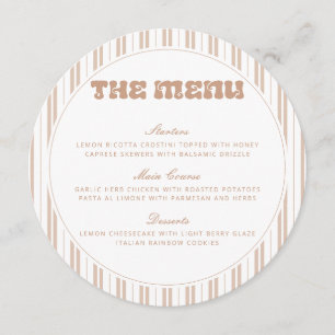 Elegant Choco Brown Striped Pattern Baby Shower Menu