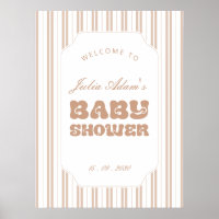 Elegant Choco Brown Striped Pattern Baby Shower