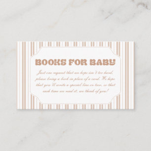 Elegant Choco Brown Striped Pattern Books For Baby Enclosure Card