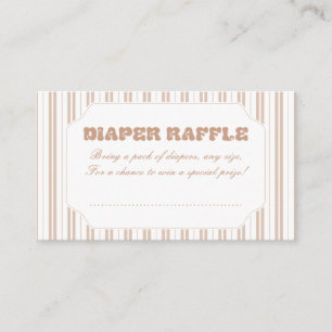 Elegant Choco Brown Striped Pattern Diaper Raffle Enclosure Card