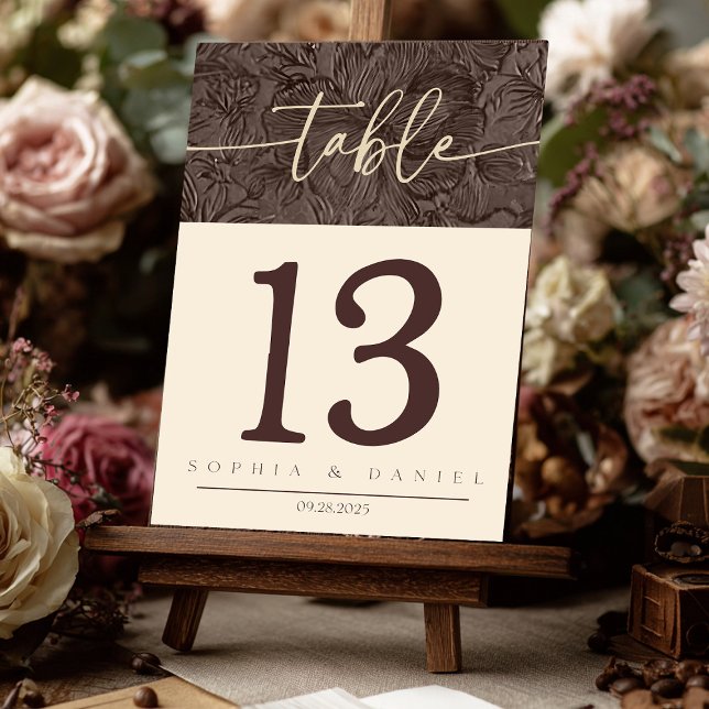 Élégant Chocolat Mocha Mariage Numéros de table Do (Add a touch of luxury to your wedding reception with these elegant chocolate mocha table numbers. De)