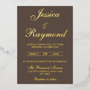 Elegant Chocolate Brown and Gold Foil Wedding