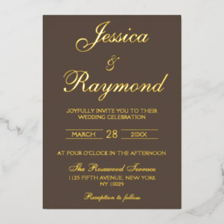 Elegant Chocolate Brown and Gold Foil Wedding