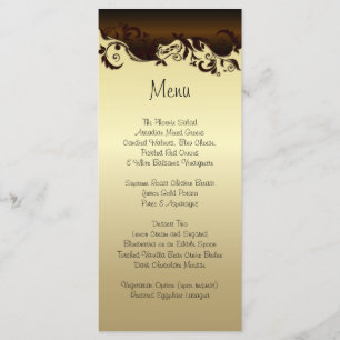 Elegant Chocolate Brown & Gold Floral Wedding Menu