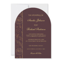 Elegant Chocolate Brown Gold Roses Wedding QR Code