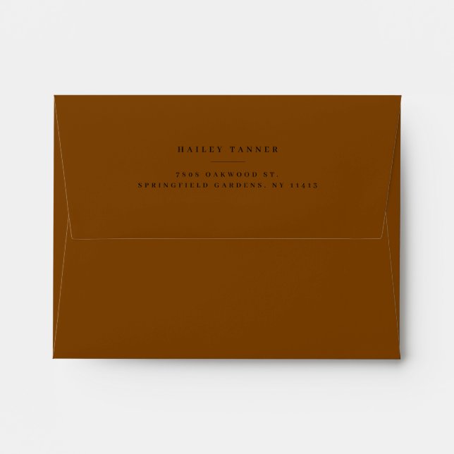 Elegant Chocolate Brown Return Address Envelope (Back (Top Flap))