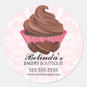Elegant Chocolate Cupcake Bakery Stickers