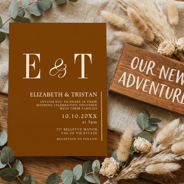 Elegant Chocolate Minimalist Wedding  Invitation (Creator Uploaded)