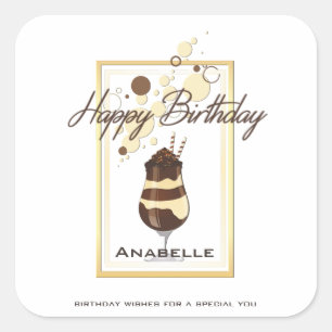 Elegant Chocolate Vanilla Drink Birthday Square Sticker