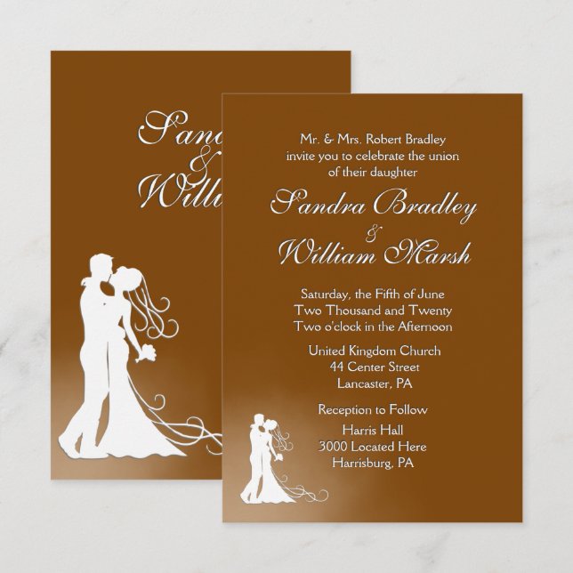 Elegant Chocolate Wedding Invitation (Front/Back)