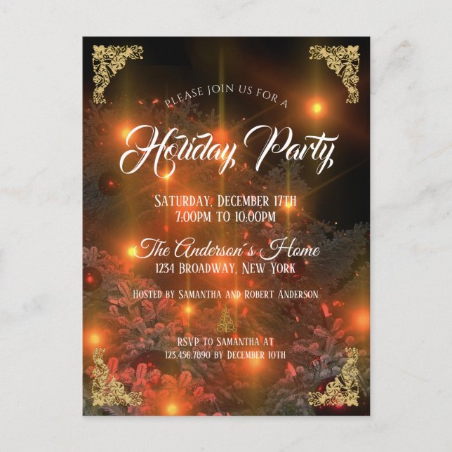 Elegant Chrismas Tree Holiday Party Invitation (Front)
