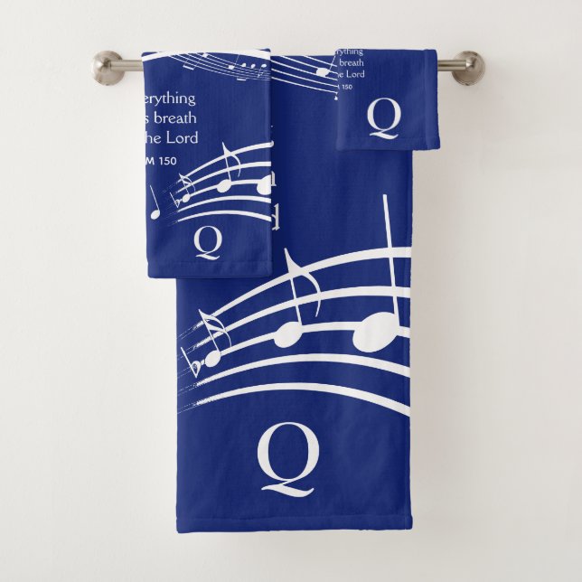 Elegant Christian Blue Music Notes Monogramme (En situation)