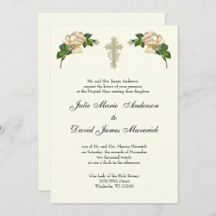 Elegant Christian Cross Wedding Rings Catholic Invitation