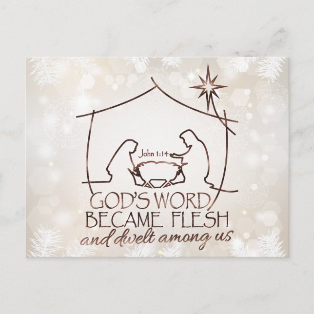 Elegant Christian Nativity Scripture Christmas  Holiday Postcard (Front)