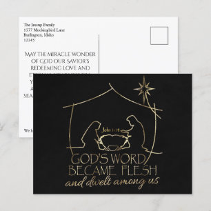 Elegant Christian Nativity Scripture Christmas  Holiday Postcard