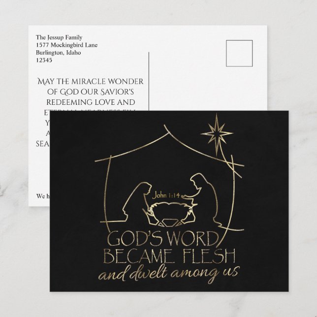 Elegant Christian Nativity Scripture Christmas  Holiday Postcard (Front/Back)