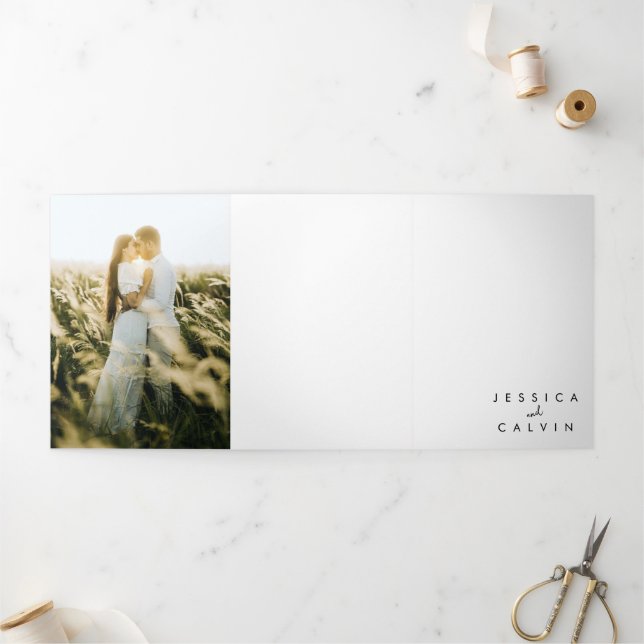 Elegant Christian Photo Wedding Invitation Minimal (Outside)