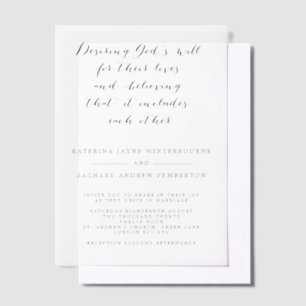 Elegant Christian Script Black & White Wedding Vellum Invitations
