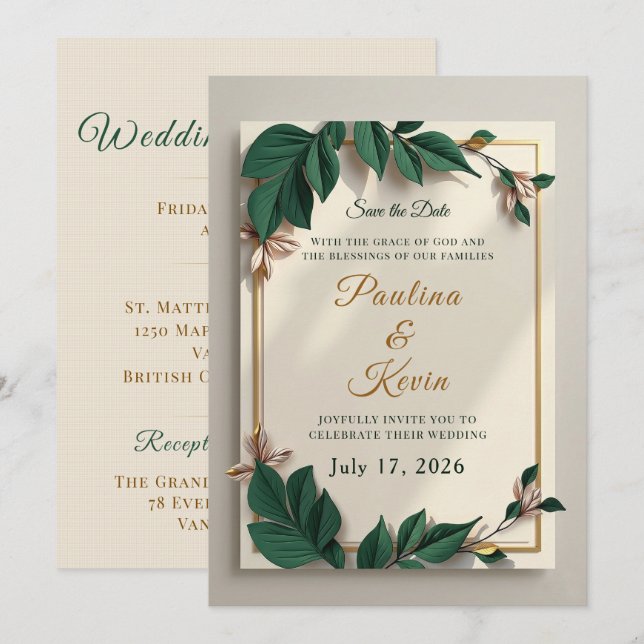 Elegant Christian Wedding e-invite Invitation (Front/Back)