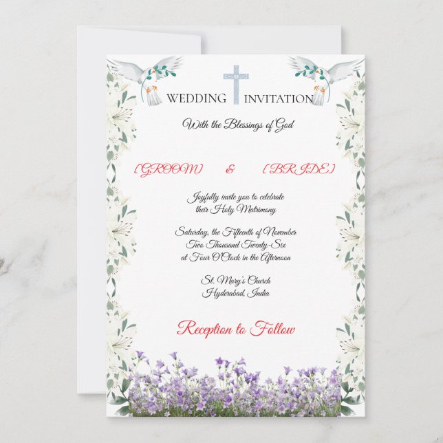 Elegant Christian Wedding Invitation Template (Front)