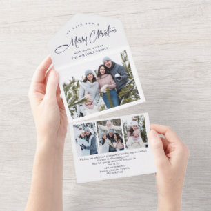 Elegant Christmas 4 Photo Greeting Holiday Card