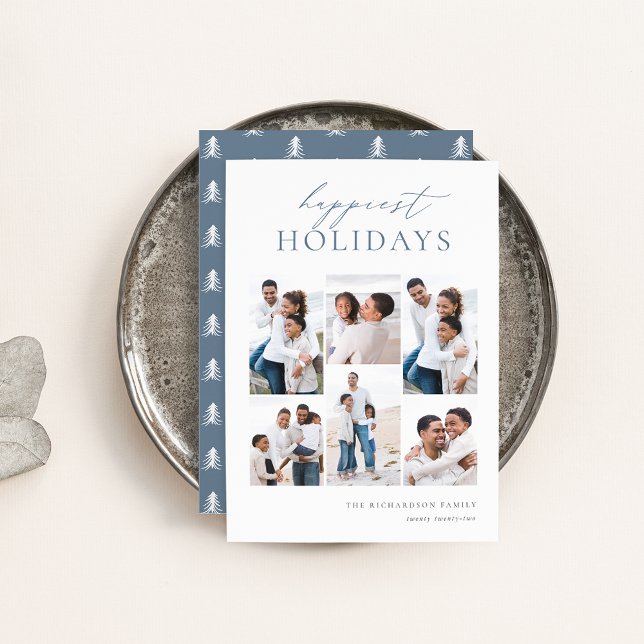 Elegant Christmas 6 Photo Collage Happiest Holiday Card (Creator Uploaded)