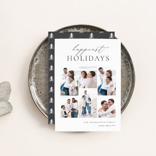 Elegant Christmas 6 Photo Collage Happiest Holiday Card