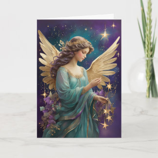 Elegant Christmas Angel Floral Custom Text Card