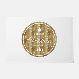 Elegant Christmas badge Sparkling in Gold glitter Doormat