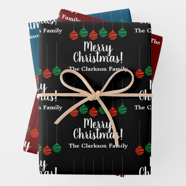 Elegant Christmas ball decor wrapping paper sheets (In situ)
