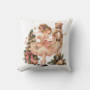 Elegant Christmas Ballerina & Nutcracker Throw Pil Pillow
