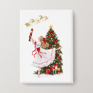 Elegant Christmas Ballet Girl with Nutcracker