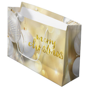 Elegant Christmas Balls Bokeh Holiday Large Gift Bag