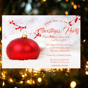 Elegant Christmas Balls Company Christmas Party Invitation