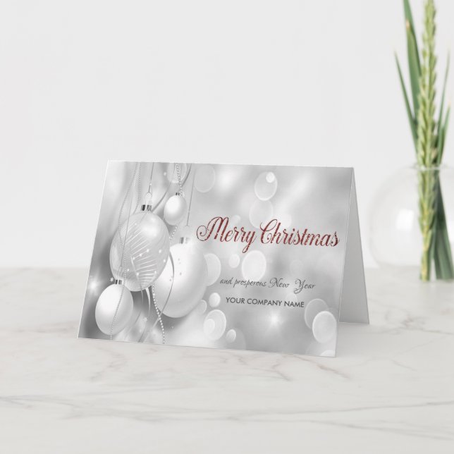 Elegant Christmas Balls,Company Greeting Holiday Card (Front)