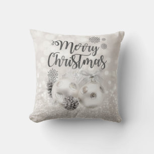 Elegant,Christmas Balls ,Glittery Bokeh Throw Pillow
