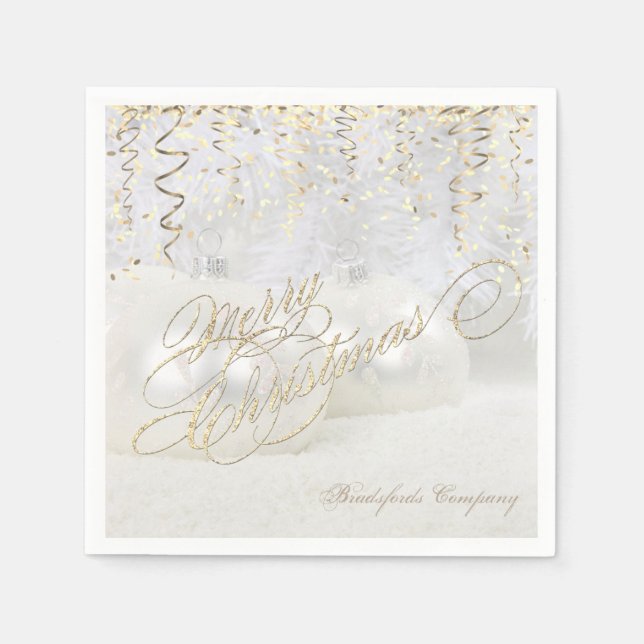 Elegant Christmas Balls, Gold Confetti Napkin (Front)
