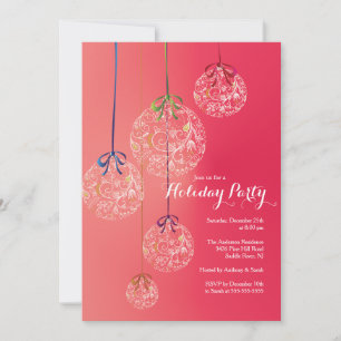 Elegant Christmas Balls Holiday Invitation