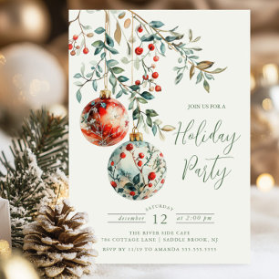 Elegant Christmas Balls Holiday Party Invitation