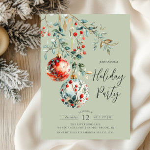 Elegant Christmas Balls Holiday Party Invitation